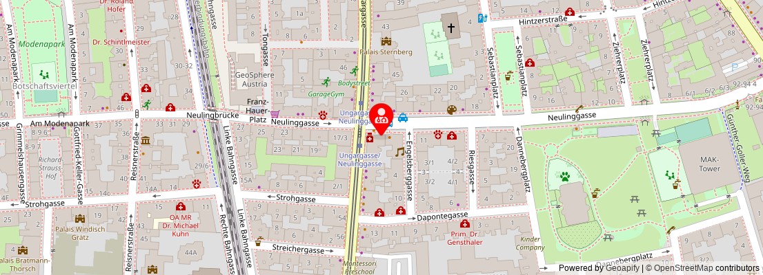 Street map section around the address