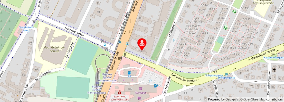 Street map section around the address