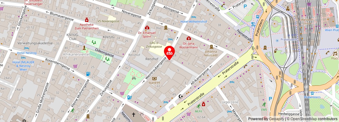 Street map section around the address