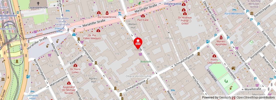 Street map section around the address