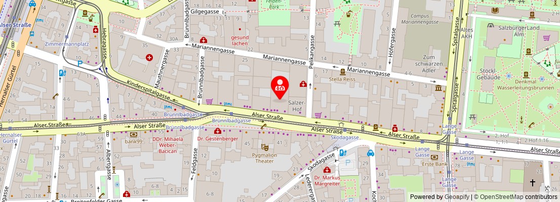 Street map section around the address