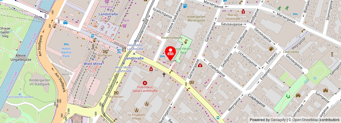 Street map section around the address