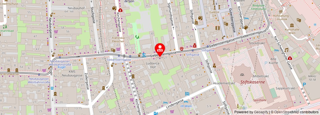 Street map section around the address