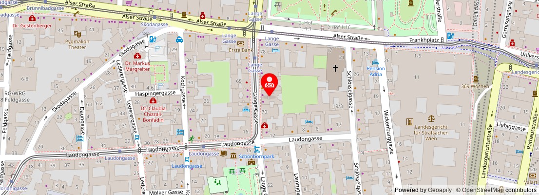 Street map section around the address