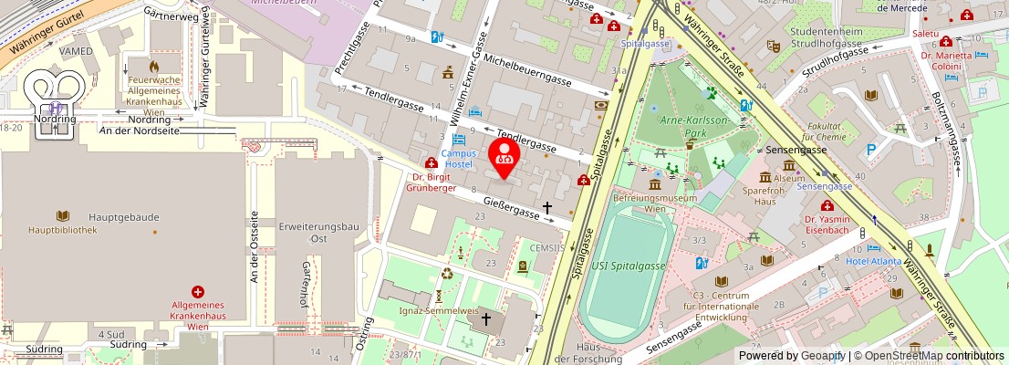 Street map section around the address