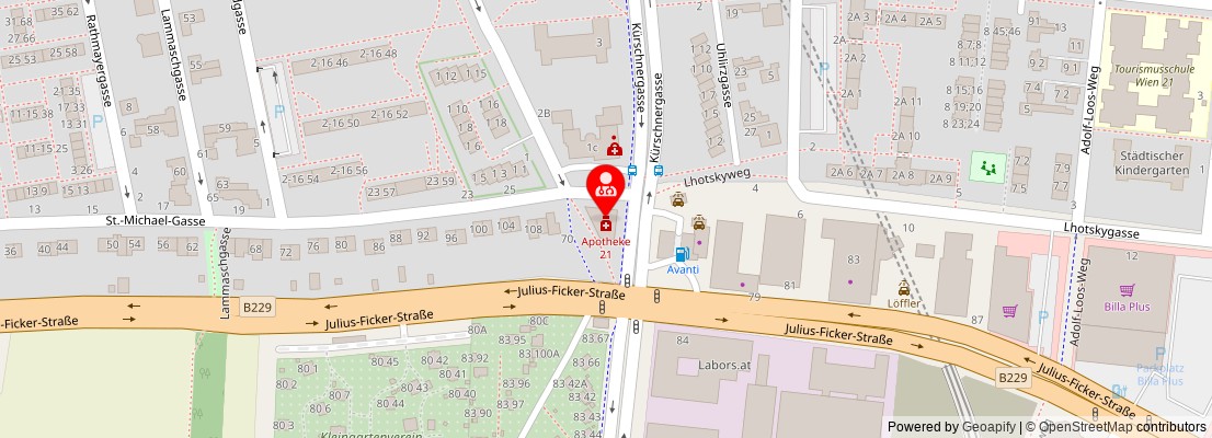 Street map section around the address