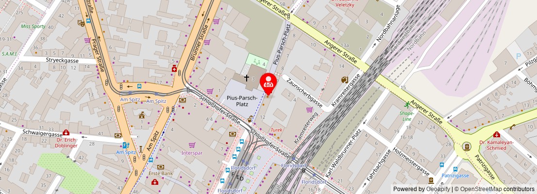 Street map section around the address