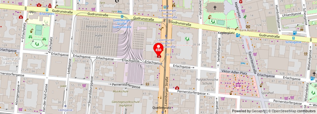Street map section around the address