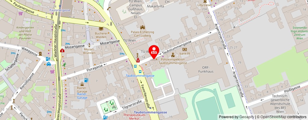 Street map section around the address