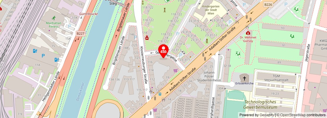 Street map section around the address