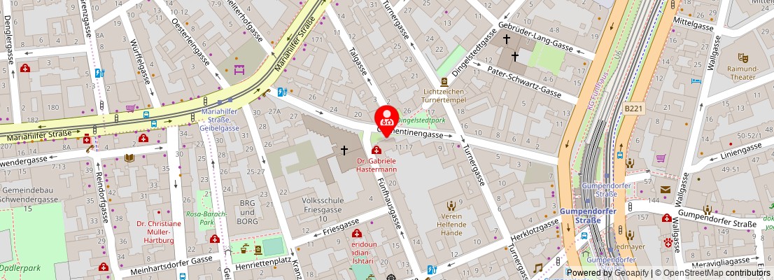 Street map section around the address