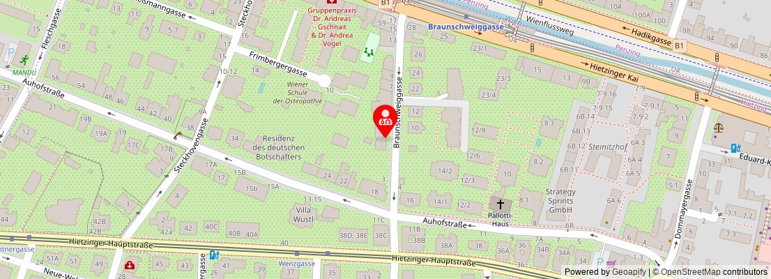 Street map section around the address