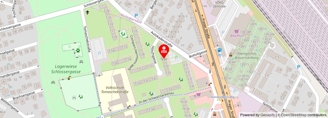 Street map section around the address