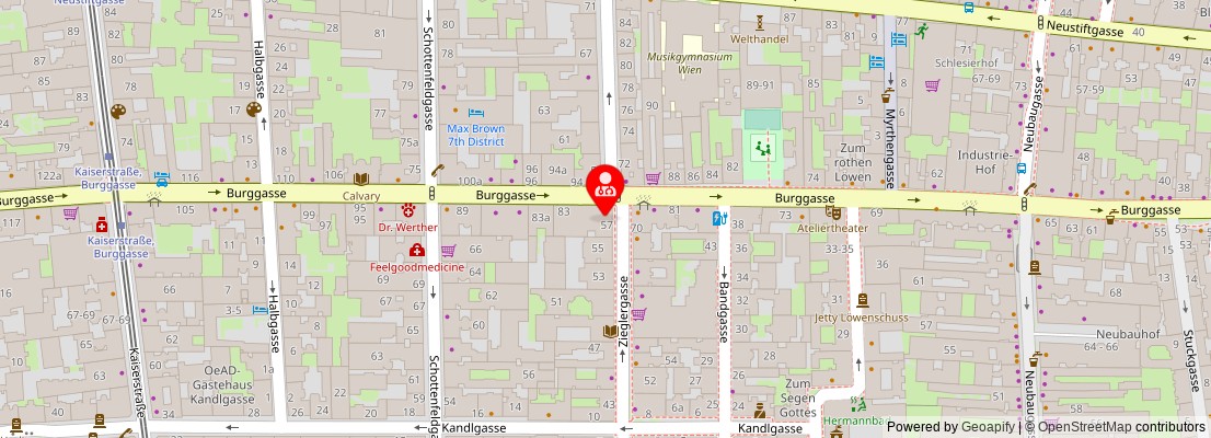 Street map section around the address