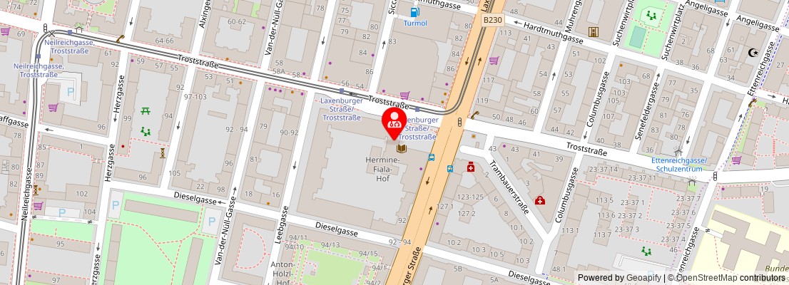 Street map section around the address