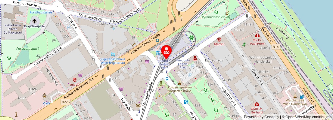 Street map section around the address