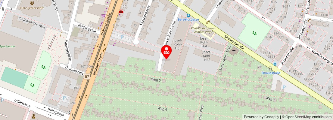 Street map section around the address