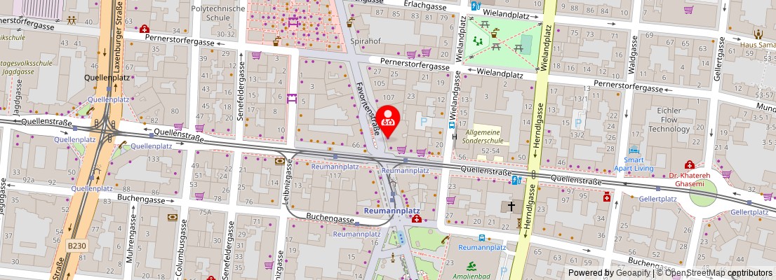 Street map section around the address