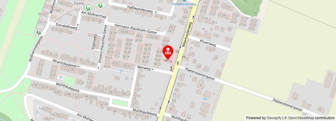 Street map section around the address