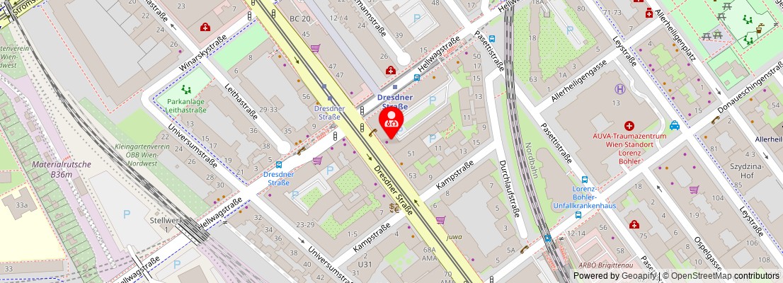 Street map section around the address