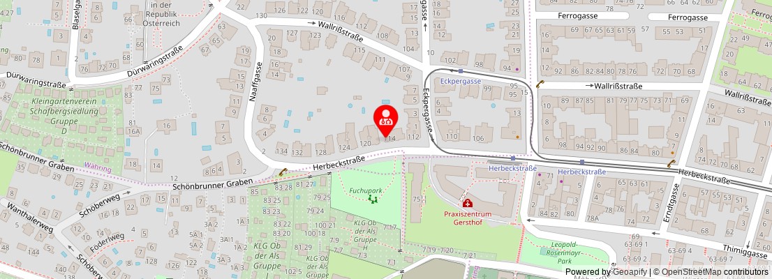 Street map section around the address