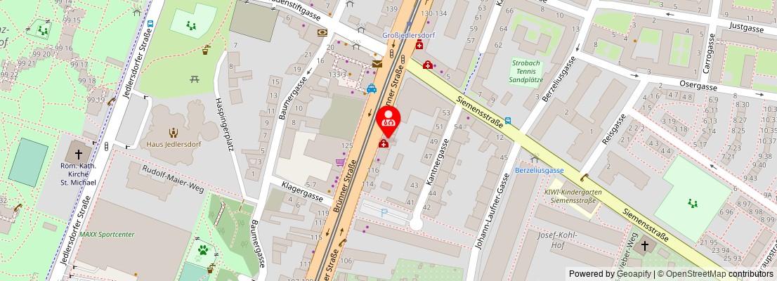 Street map section around the address