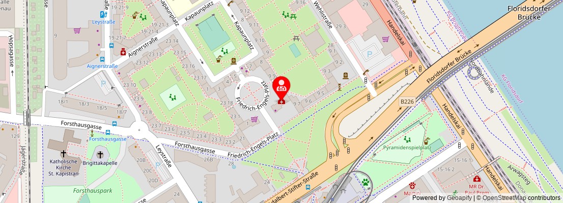 Street map section around the address