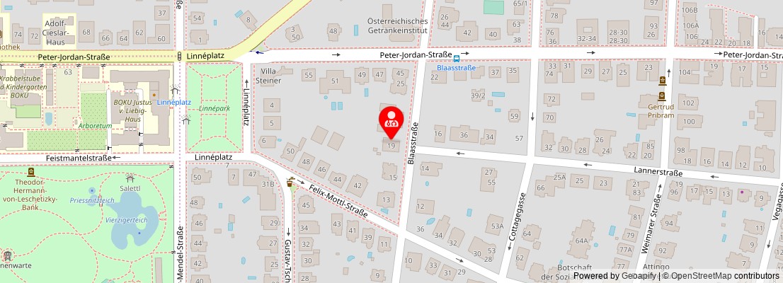 Street map section around the address