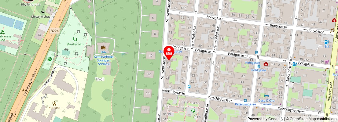 Street map section around the address