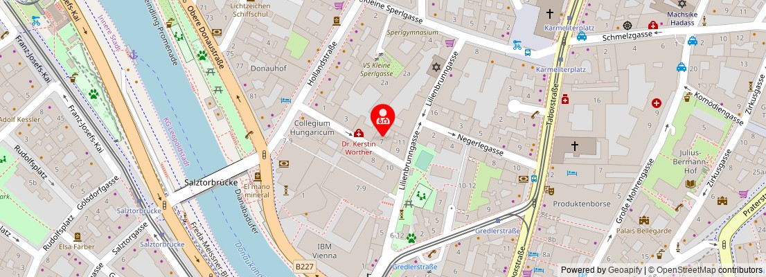 Street map section around the address