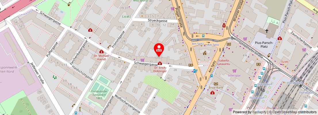 Street map section around the address