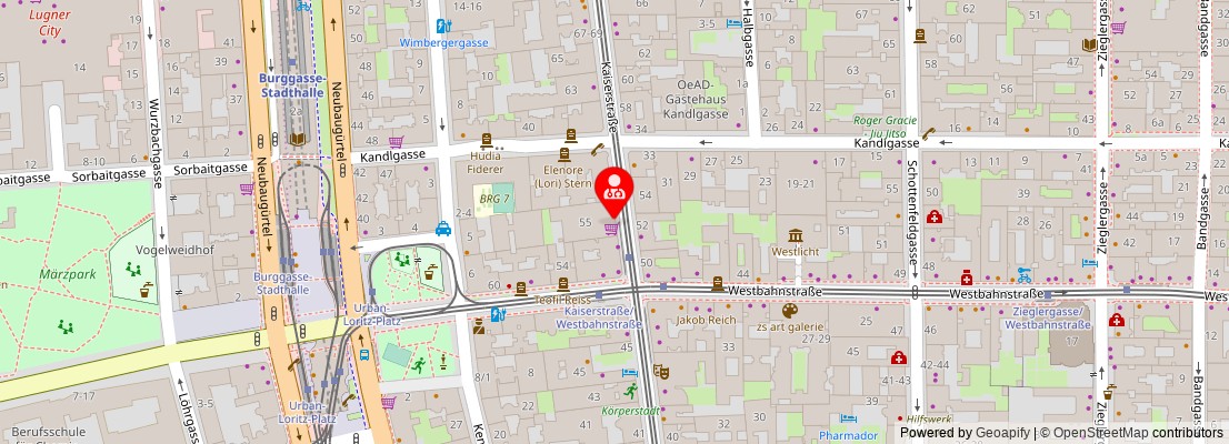 Street map section around the address