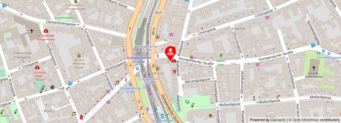 Street map section around the address