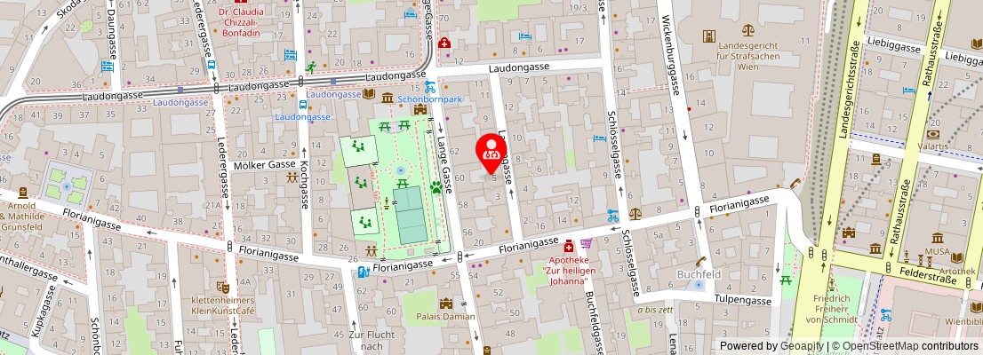 Street map section around the address