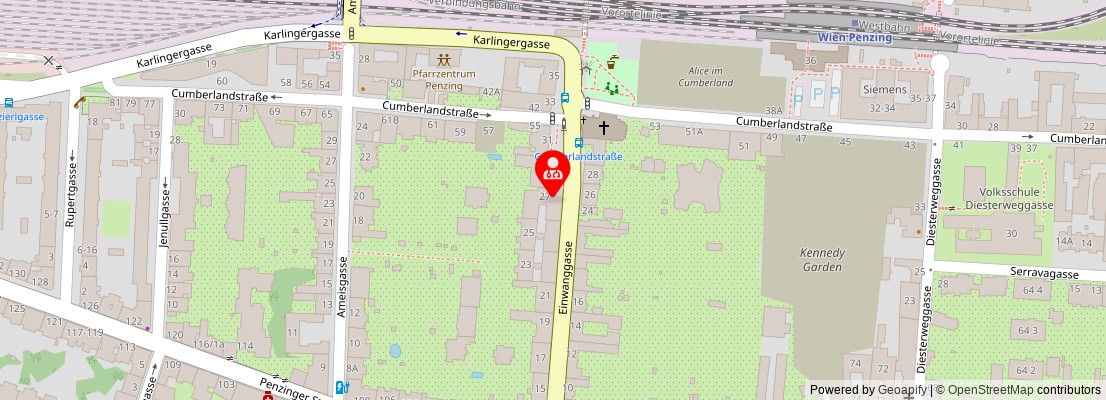 Street map section around the address
