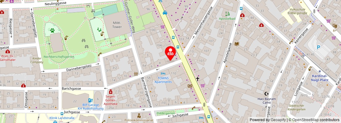Street map section around the address