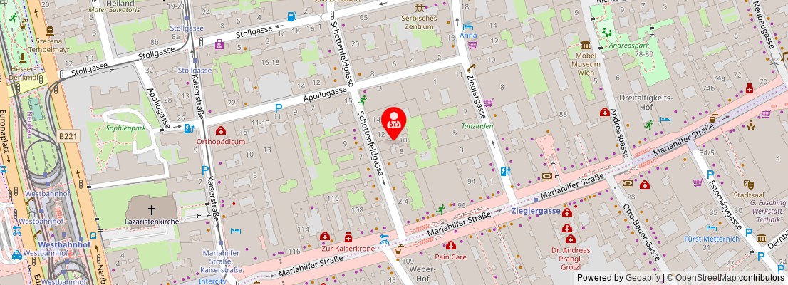 Street map section around the address