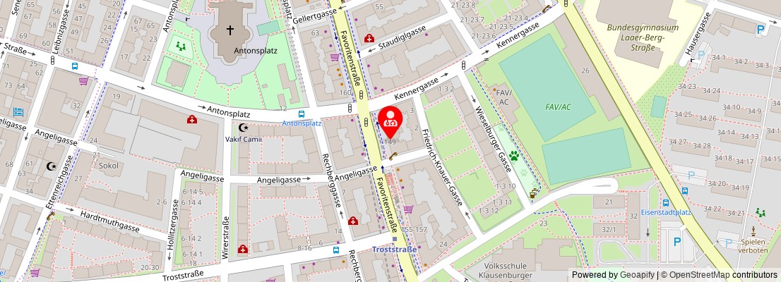 Street map section around the address