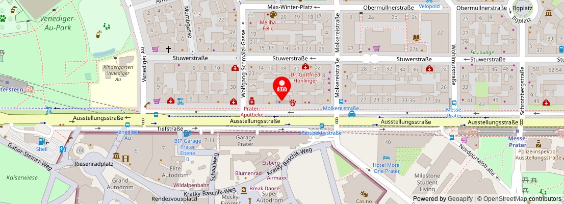 Street map section around the address