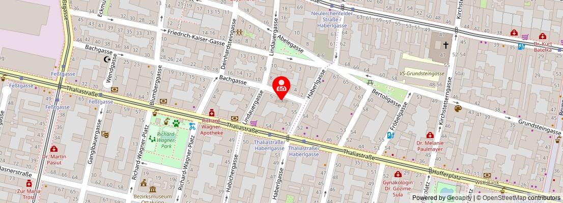 Street map section around the address