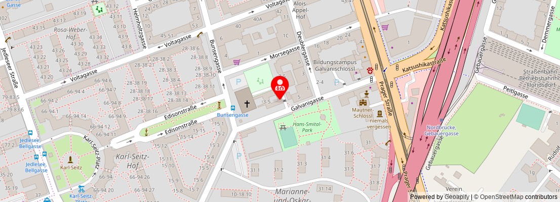 Street map section around the address
