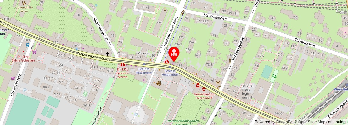 Street map section around the address