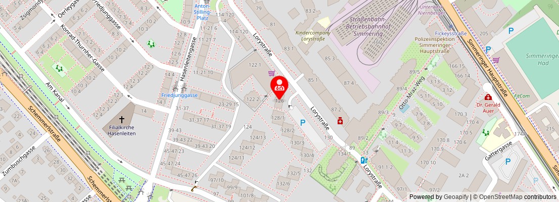 Street map section around the address