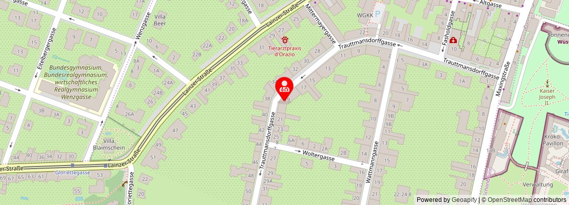 Street map section around the address