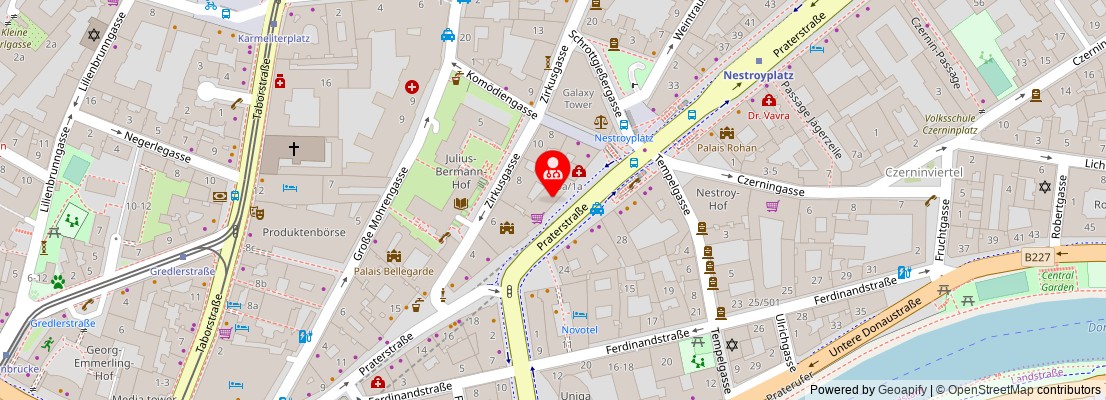 Street map section around the address
