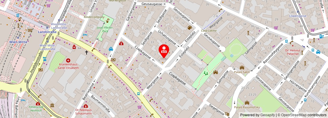 Street map section around the address