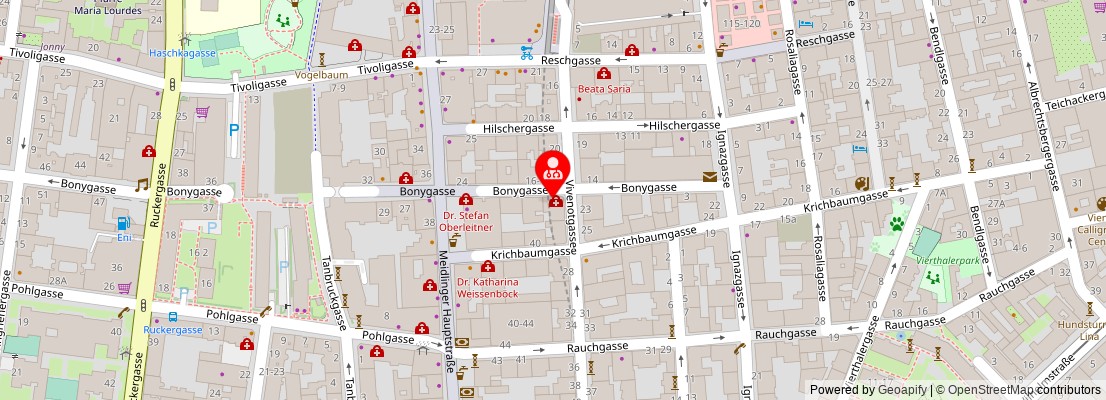 Street map section around the address