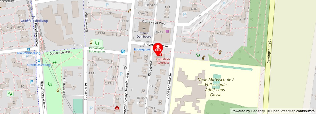 Street map section around the address
