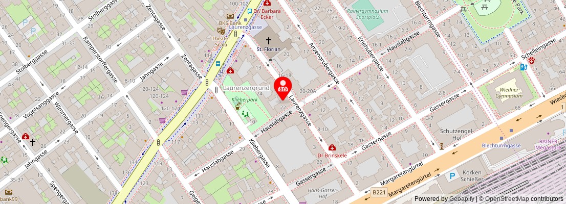 Street map section around the address