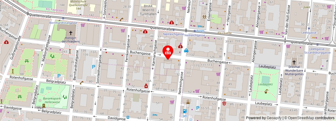 Street map section around the address